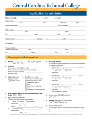 Central Carolina Technical College Application for Admission