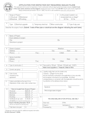 Ohio Inspection Application for Minor Construction