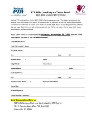PTA Reflections Program Theme Entry Form