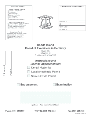 Rhode Island Board of Examiners in Dentistry Instructions and ... - health state ri