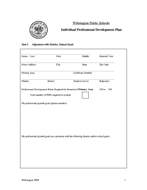 Wilmington Public Schools IPDP Form