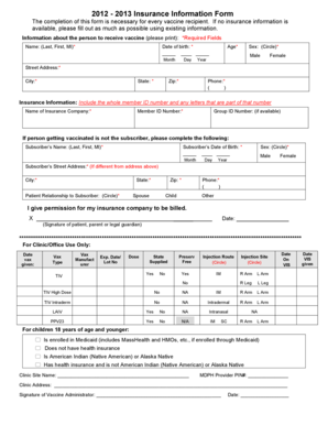 2012-2013 Insurance Information Form