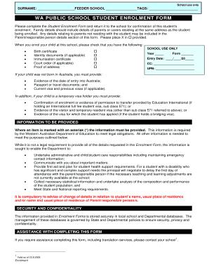WA Public School Student Enrolment Form