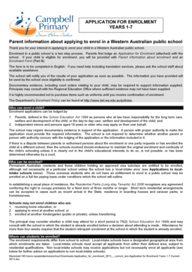 Western Australian Public School Enrolment Application