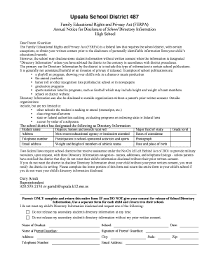 FERPA Directory Information Consent Form