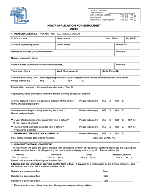 Kindy Application for Enrolment
