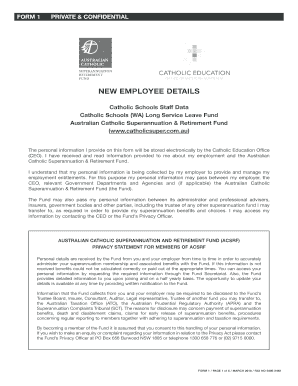 Catholic Schools Staff Data Form
