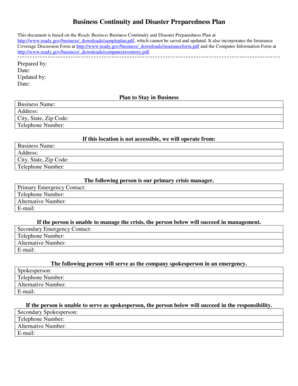 Business Continuity and Disaster Preparedness Plan