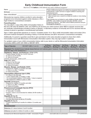 Early Childhood Immunization Form