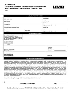 Utah Travel Card Program Application