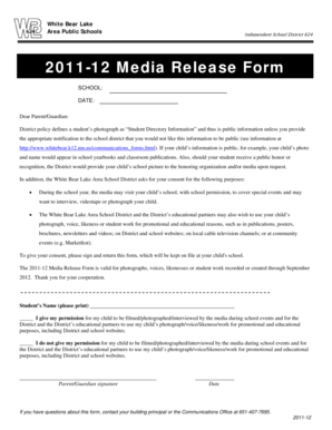 2011-12 Media Release Form - White Bear Lake Area Schools - whitebear k12 mn