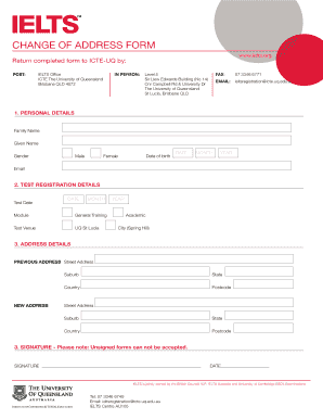 IELTS Change of Address Form