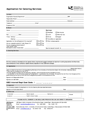 Quotation catering proposal - Application Form - Catering (PDF 12KB) - University of the Sunshine ...