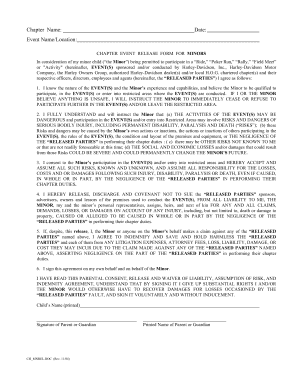 Harley-Davidson Event Release Form for Minors