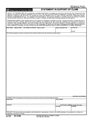 VA Form 21-4138 Statement in Support of Claim
