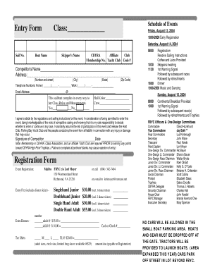 Fishing Bay Yacht Club Entry Form