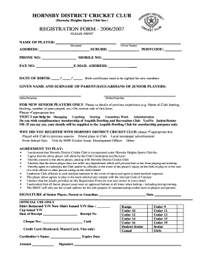 Registration form - ms dhoni cricket academy fees per month