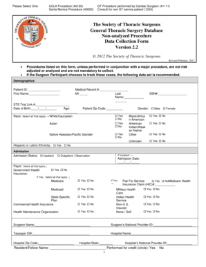 The Society of Thoracic Surgeons Data Collection Form