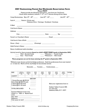 2007 Nooteeming Parent-Son Weekends Reservation Form