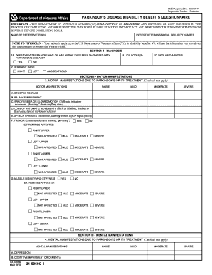 Parkinson's Disease Disability Benefits Questionnaire