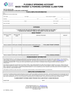 Mass Transit & Parking Expense Claim Form