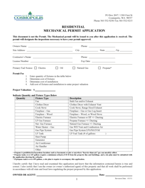 Residential Mechanical Permit Application