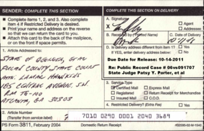 USPS Domestic Return Receipt Form