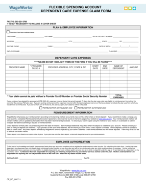 Dependent Care Expense Claim Form