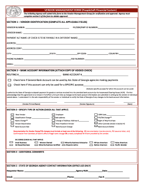 Vendor Management Form