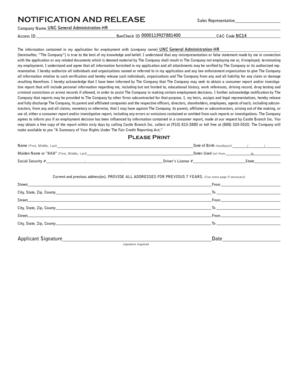 Employment Application Release Form