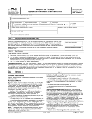 Form W-9 Request for Taxpayer Identification Number