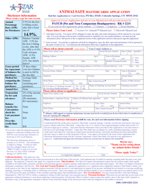 AnimalSafe MasterCard Application