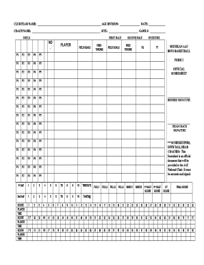 Basketball scoresheet - aau basketball score sheet