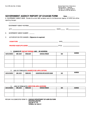 GOVERNMENT AGENCY REPORT OF CHANGE FORM - Kansas ...