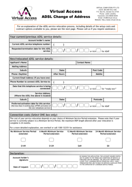 ADSL Change of Address Form