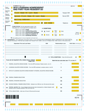 Louisiana Nonresident Tax Form IT-540B-2D