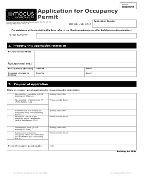 Western Australian Occupancy Permit Application