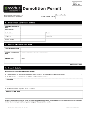 Demolition Permit Form BA6