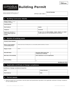 Western Australian Building Permit Form BA4