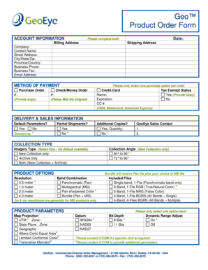 Geo™ Product Order Form