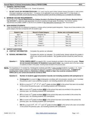 Maryland School Immunization Status Report