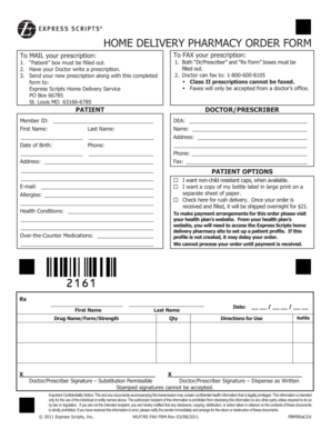 Home Delivery Pharmacy Order Form