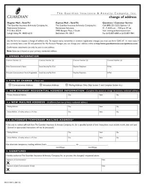 Guardian Insurance Change of Address Form