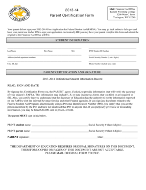 Parent Certification Form