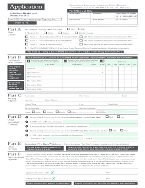 Green Shield Individual Health and Dental Benefits Application