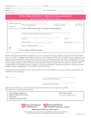 Full-Time Student Verification Affidavit