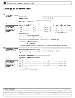 Change of Account Fees Form