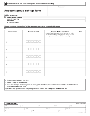 Account Group Set-Up Form