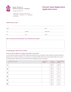 Practice Name Registration Application Form - Royal College of ...