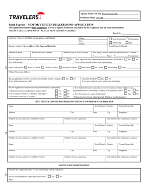 Motor Vehicle Dealer Bond Application